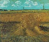 Wheat Paintings - Wheat Field with Sheaves by Vincent van Gogh